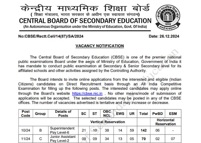 CBSE Recruitment 2025