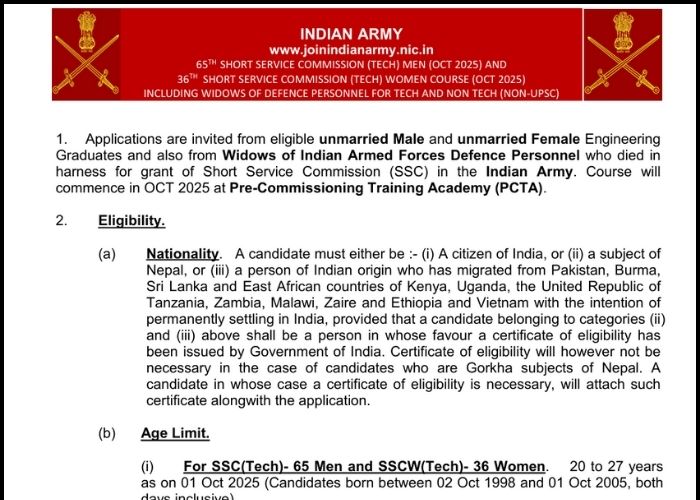 Indian Army Recruitment Notification 2025